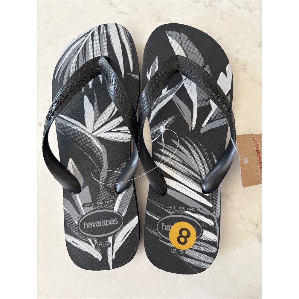 Havaianas Men's 8 Brazil Aloha Tropical Palm Leaf Flip Flop Sandals Womens 9/10